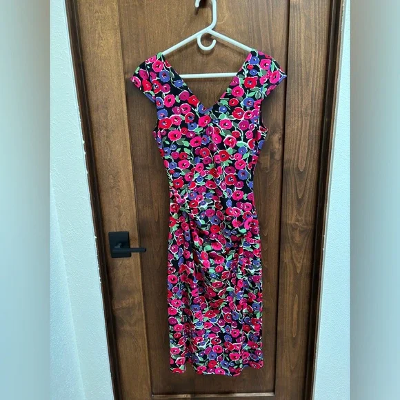 Nicole Miller Vibrant Floral Midi Dress, size large - Picture 3 of 12